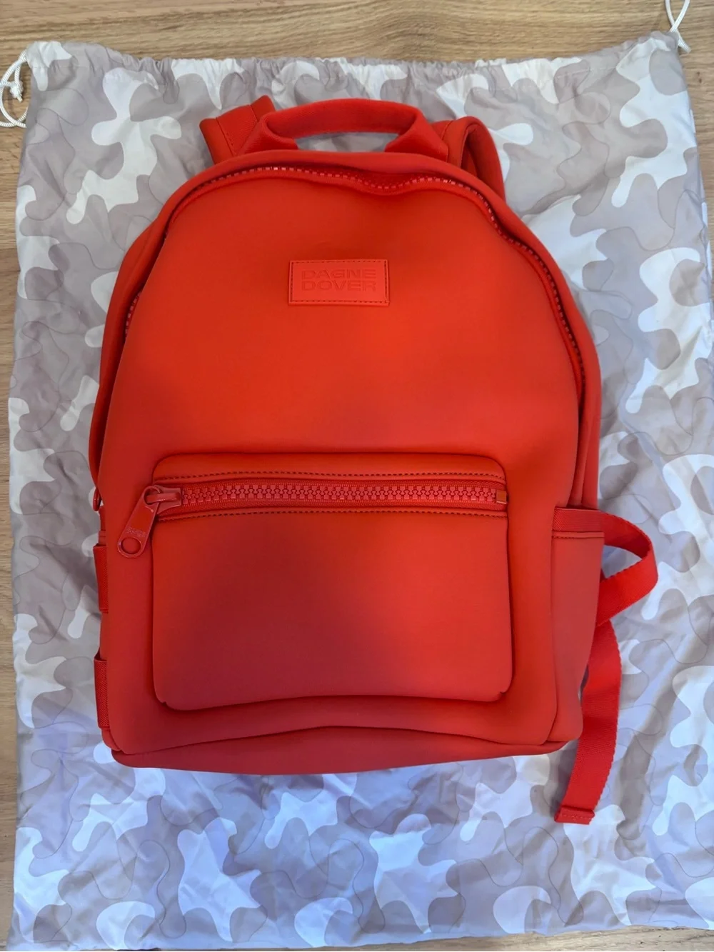 DAGNE DOVER Small Dakota Neoprene Backpack In Goji (orange)